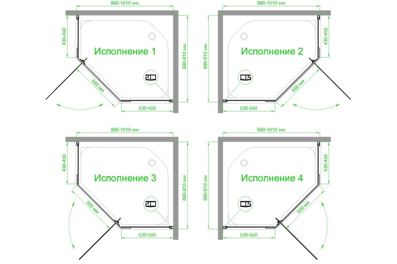 Душевой уголок Royal Bath TR 90х100 профиль черный стекло матовое RB1090TR-C-BL - 3