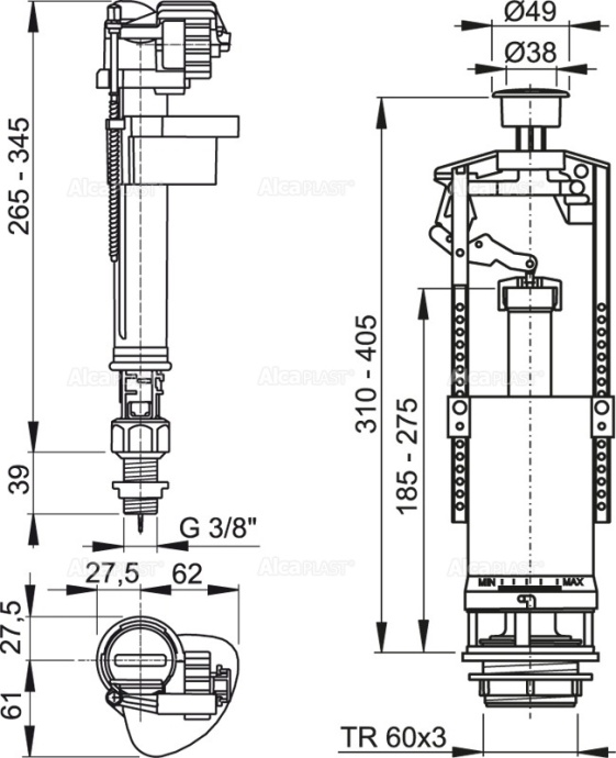 SA2000SK 3/8 Выпускной комплект со стоп кнопкой, впускной механизм А18 3/8 SA2000SK 3/8