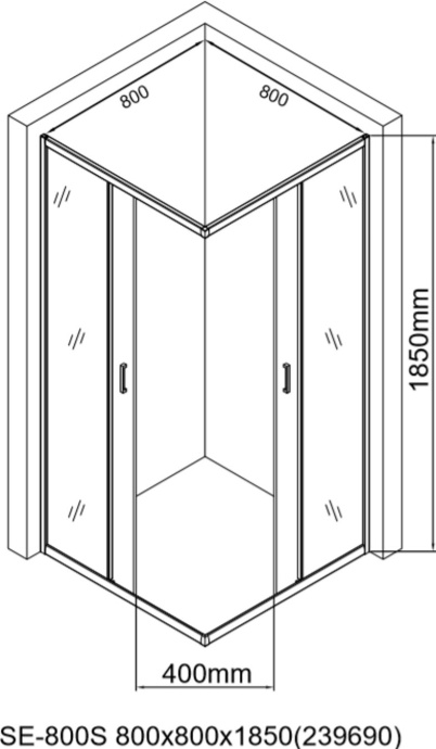 SE-800S Душ. Ограждение квадрат 80х80х185, стекло 4 мм, прозр. (270064) - 10
