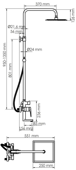 Душевая стойка Wasserkraft Glan A16701 - 1