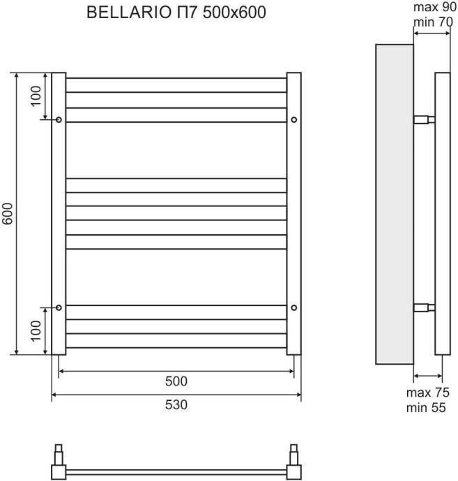 Полотенцесушитель электрический Lemark Bellario П7 50x60 LM68607E - 3