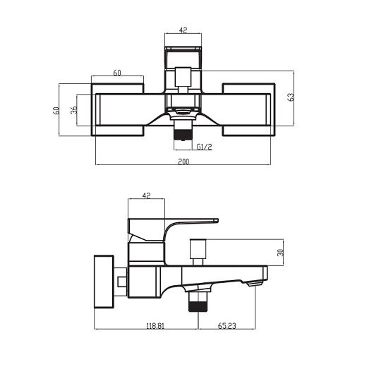 Смеситель для ванны Villeroy & Boch Architectura Square черный, матовый  TVT125001000K5 - 1