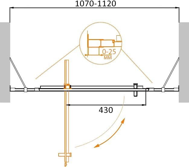 Душевая дверь в нишу Cezares Molveno BA 12 70+40 C Cr IV MOLVENO-BA-12-70+40-C-Cr-IV - 1