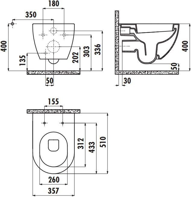 Чаша для унитаза подвесного Creavit Free FE320.F0100 капучино FE320-11CM00E-0000 - 3