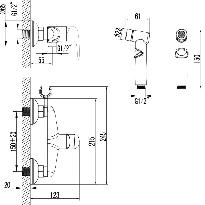 Гигиенический душ Lemark Pramen черный  LM3318BL - 1