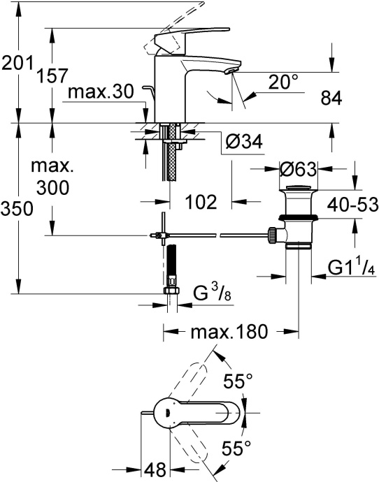 Смеситель Grohe Eurostyle Cosmopolitan 33552002 для раковины - 7