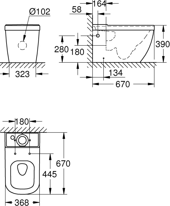 Чаша для унитаза-компакта Grohe Euro Ceramic 39338000 - 8