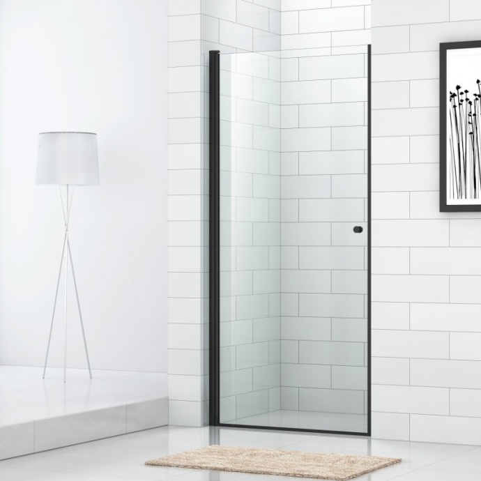 Душевая дверь в нишу Cezares ECO-O-B-1-70-C-NERO профиль черный, стекло прозрачное - 0
