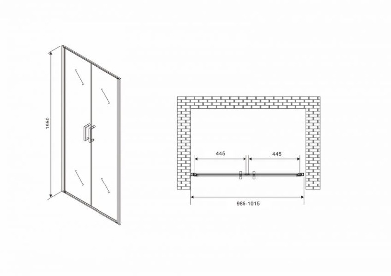 Душевая дверь Abber Sonnenstrand 100 профиль черный  AG04100BC - 3