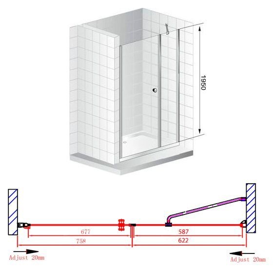 Душевая дверь Cezares Elena 140 хром стекло рифленое ELENA-W-B-11-60+80-P-Cr-L - 8
