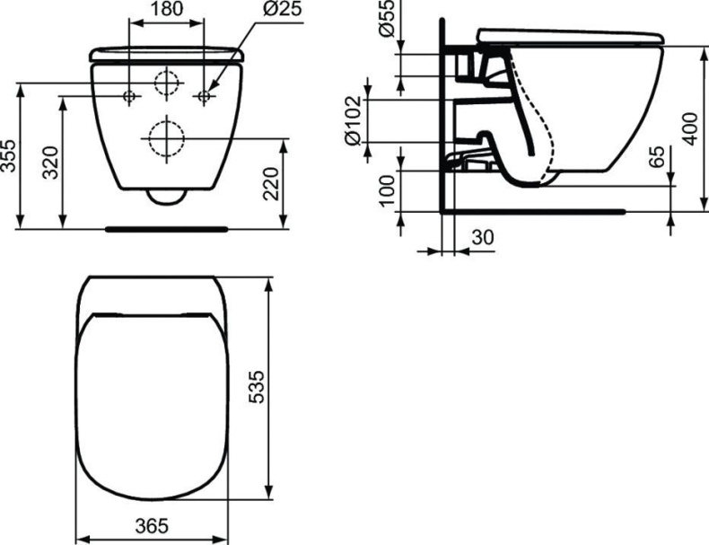 Унитаз подвесной Ideal Standard Tesi безободковый  T355101 - 7