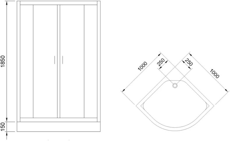 Душевой уголок Royal Bath HK 100x100 профиль черный стекло прозрачное RB100HK-T-BL - 8