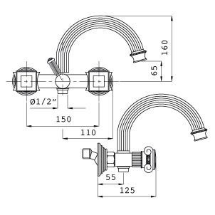 Смеситель для ванны Cezares Olimp бронза OLIMP-VD-02-O - 1