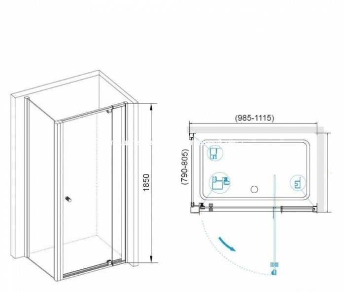 Душевой уголок RGW Passage PA-44-1 100х80 профиль хром стекло прозрачное 410844108-011 - 2