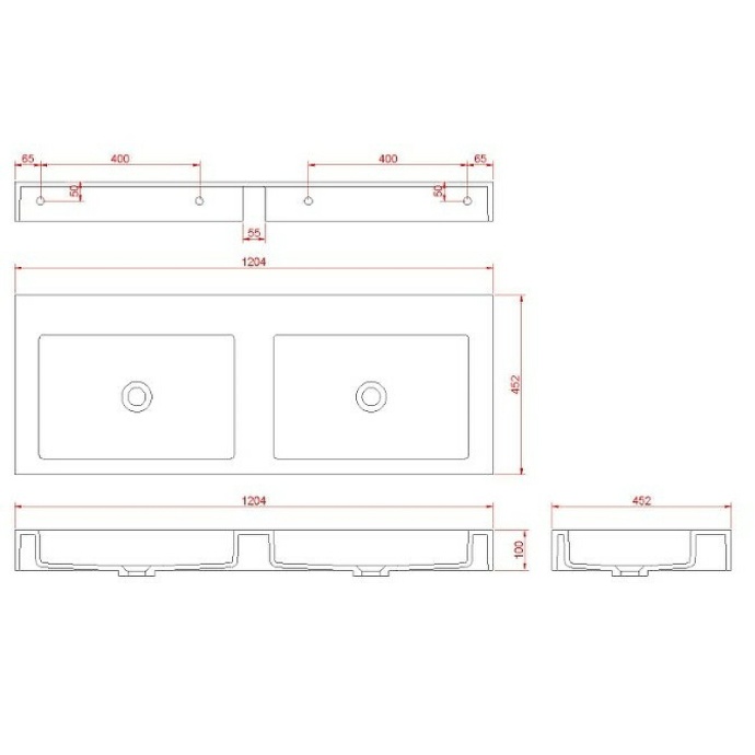 Раковина - столешница Armadi Art Flat 120 двойная белый матовый 888-120 - 4