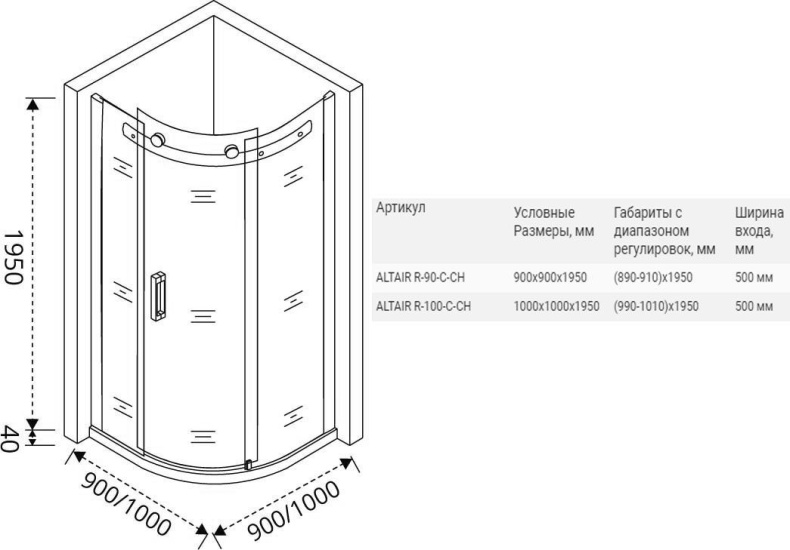 Душевой уголок Good Door Altair R-100-C-CH АЛ00006 - 3