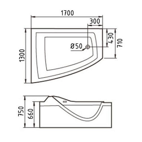 Акриловая ванна Gemy 170х130 белая левая с гидромассажем G9056 O L - 3