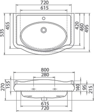 Мебельная раковина Opadiris CeraStyle Виктория 80 030300-u-01 - 2