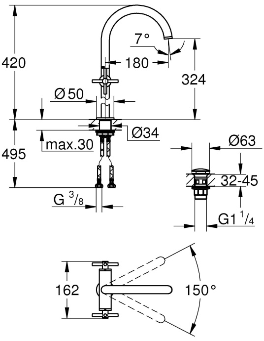 Смеситель Grohe Atrio New 21044003 для раковины - 1