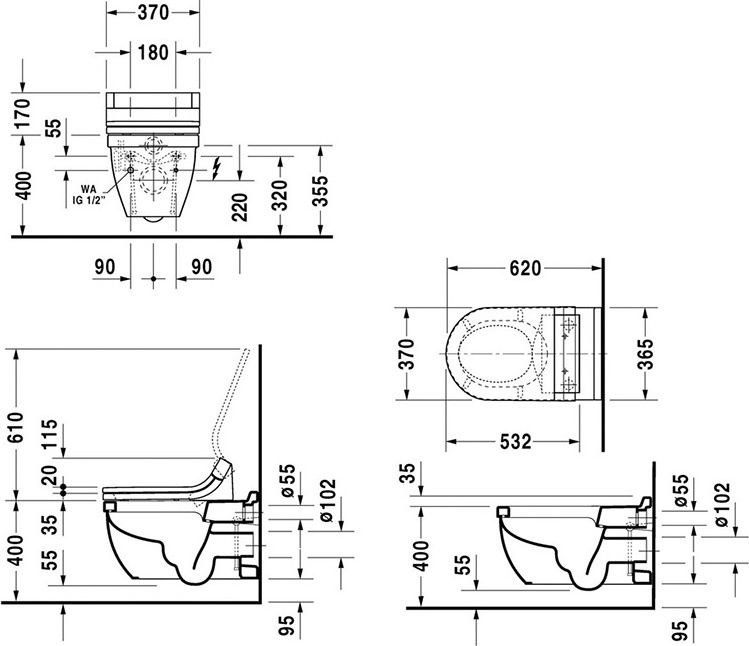 Унитаз подвесной Duravit Starck 3 2226590000 - 15