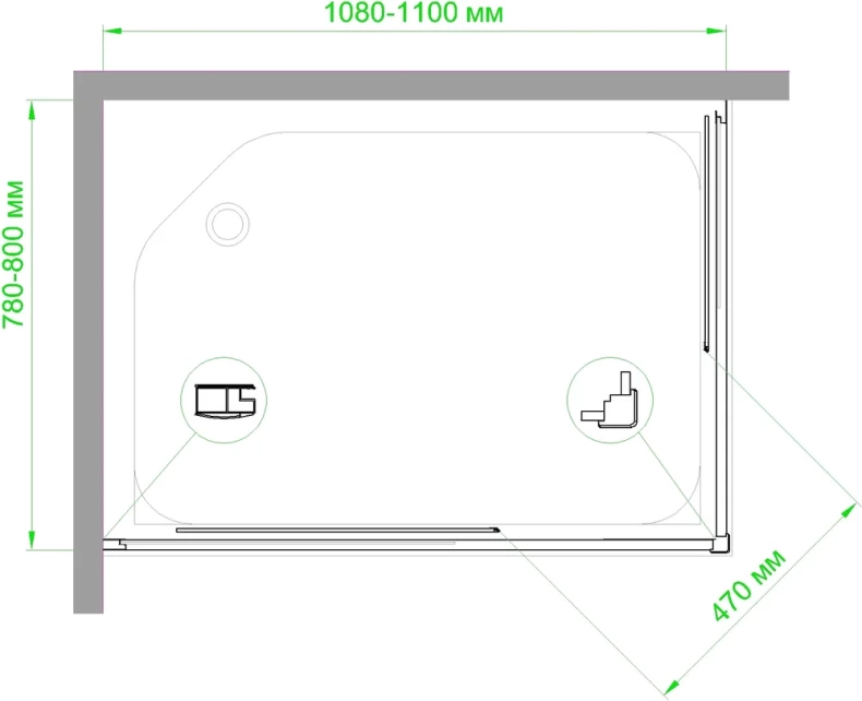 Душевой уголок Royal Bath HPD 110x80 профиль черный стекло матовое RB8110HPD-C-BL - 3