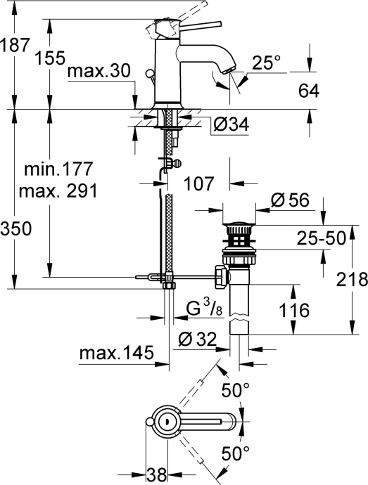 Смеситель Grohe BauClassic 23161000 для раковины - 3