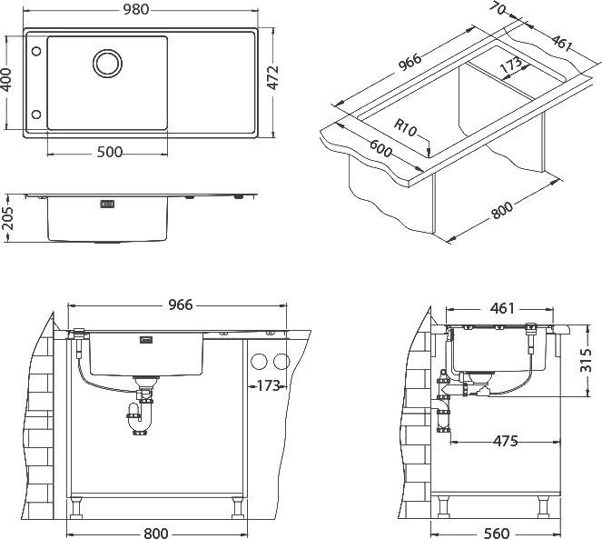 Мойка кухонная Alveus Stricto 30 L 1124373 - 4