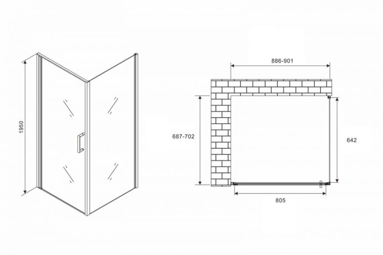 Душевой уголок ABBER Sonnenstrand 90х70 профиль хром  AG04090-S70 - 3