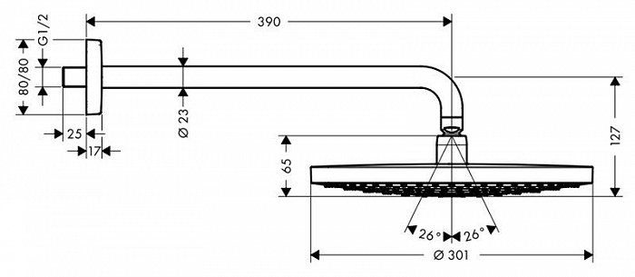 Верхний душ Hansgrohe Raindance Select S 300 2jet 27378000 - 4