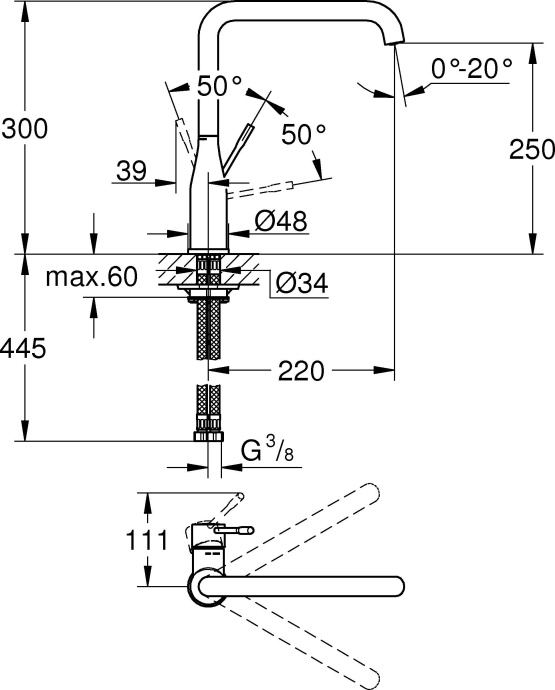 Смеситель Grohe Essence New 30269DL0 для кухонной мойки - 2