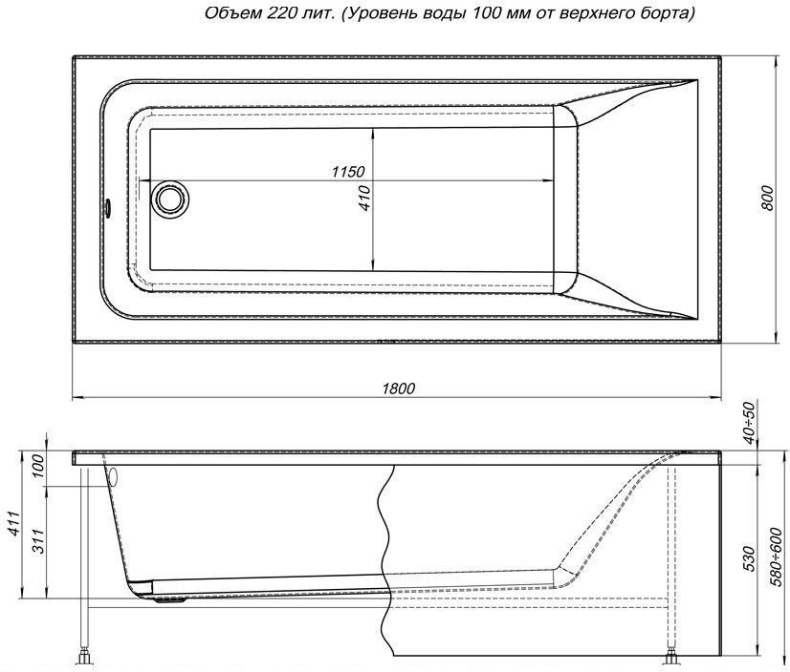 Акриловая ванна Aquanet Bright 180x80 232987 - 2