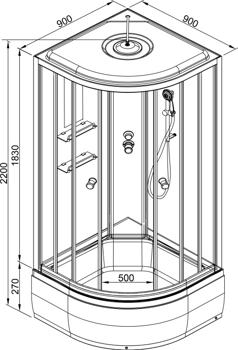 Душевая кабина DETO EM2790GM - 16