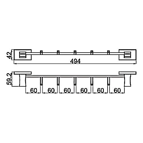 Планка с 5-ю крючками Gappo G0716-56 - 1