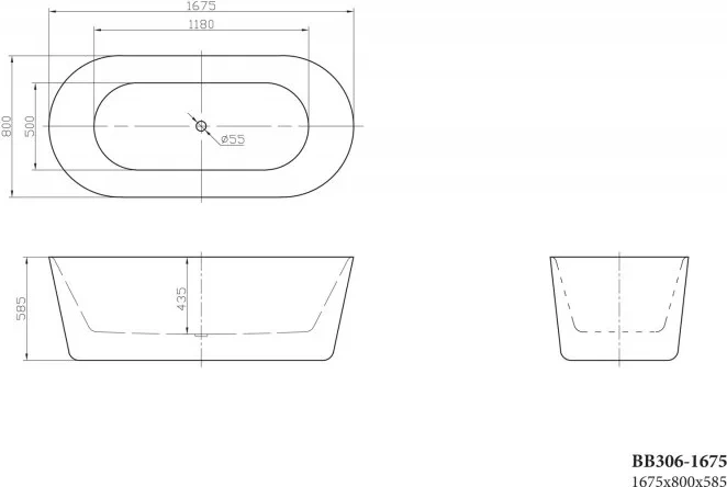 Акриловая ванна BELBAGNO 170х80 белый  BB306-1675 - 4