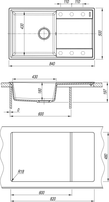 Мойка Flortek Консул 840, мокко FSm  23.020.D0840.303 - 2