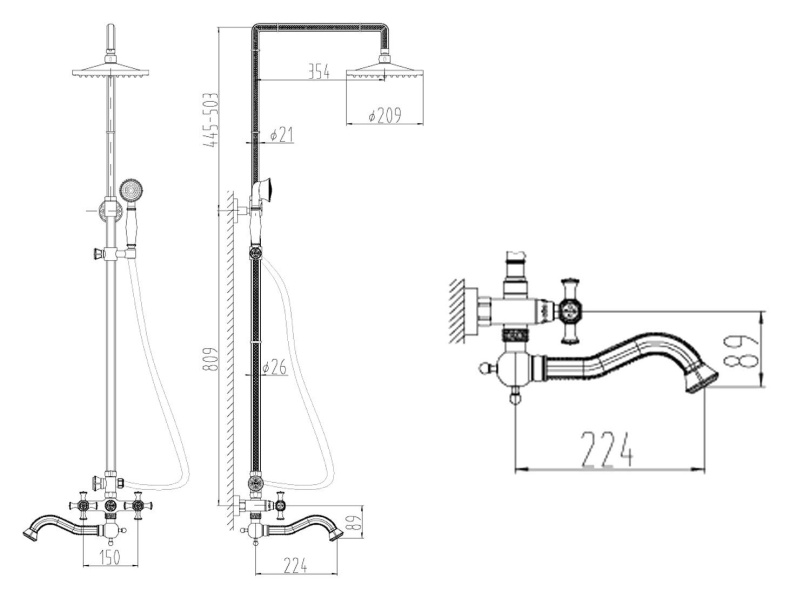 Душевая стойка Zorg Antic A 7002DS-BR - 2