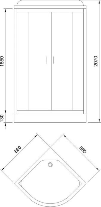 Душевая кабина Royal Bath Hoto 86х86 профиль черный стекло прозрачное P503 - 2