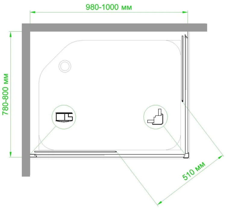 Душевой уголок Royal Bath HPD 100х80 профиль белый стекло матовое RB8100HPD-C - 3