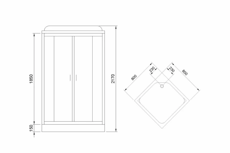 Душевая кабина Royal Bath HP 80x80 профиль белый стекло матовое с гидромассажем RB80HP2-M - 2