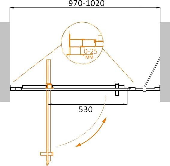 Душевая дверь в нишу Cezares Molveno BA 11 80+20 C Cr IV MOLVENO-BA-11-80+20-C-Cr-IV - 2