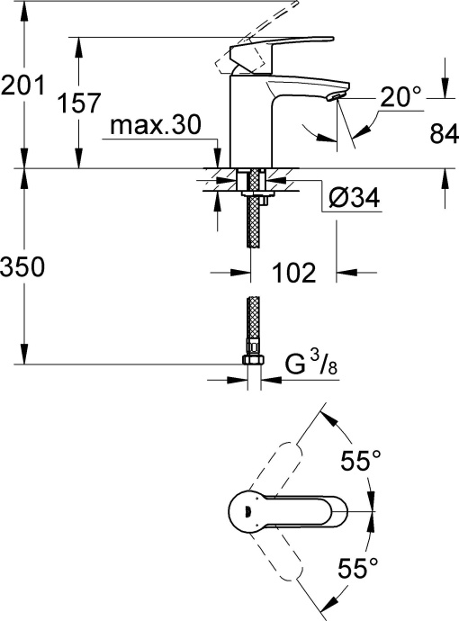 Смеситель Grohe Eurostyle Cosmopolitan 3246820E для раковины - 3