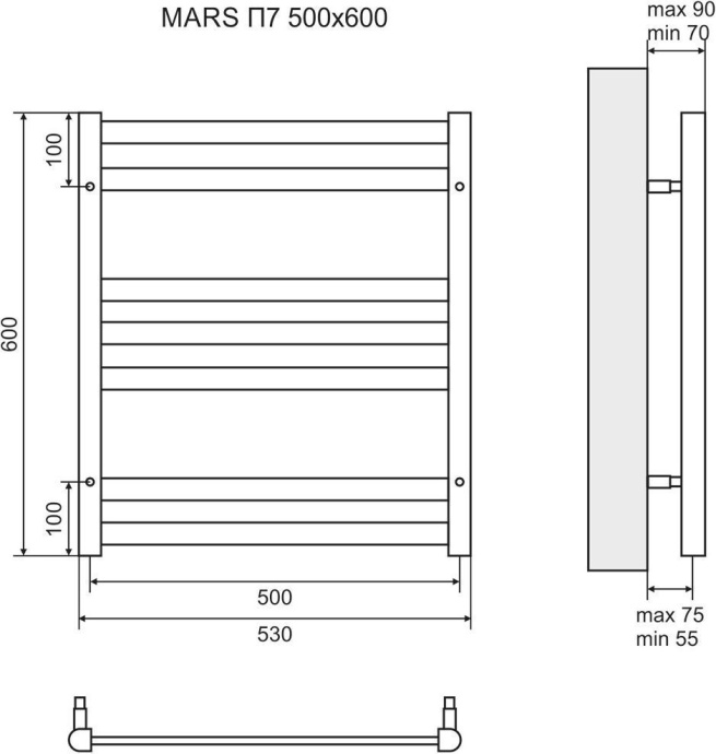 Полотенцесушитель водяной Lemark Mars П7 50x60 LM35607 - 4
