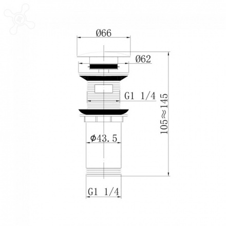 Донный клапан Abber черный, матовый  AF0010B - 2