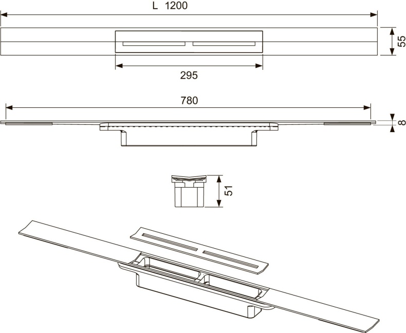 Душевой лоток TECE Drainprofile 671210 120 см хром - 12