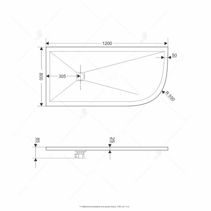 Душевой поддон Rgw  80 см  16154128-02L - 1