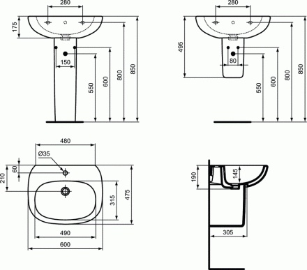 Подвесная раковина Ideal Standard Tesi  T351401 - 3