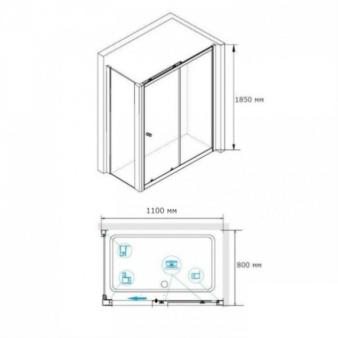 Душевой уголок RGW Classic CL-48B 110x80 профиль черный матовый стекло прозрачное 32094881-014 - 2