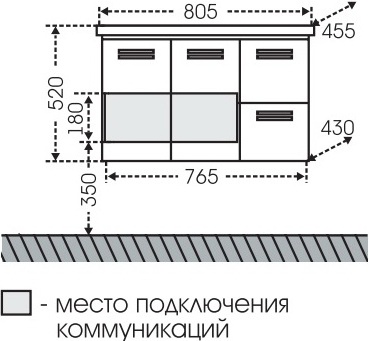 Тумба с раковиной СанТа Меркурий 80 - 4