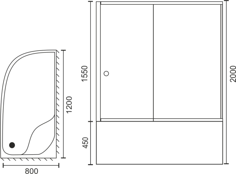 Душевой уголок Royal Bath 120x80 R профиль белый стекло матовое RB8120BK-C-R - 4