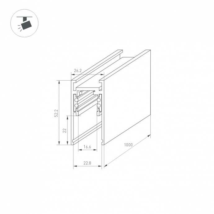 Магнитный шинопровод Arlight MAG-ORIENT-TRACK-2652-1000 BK 034071 - 1